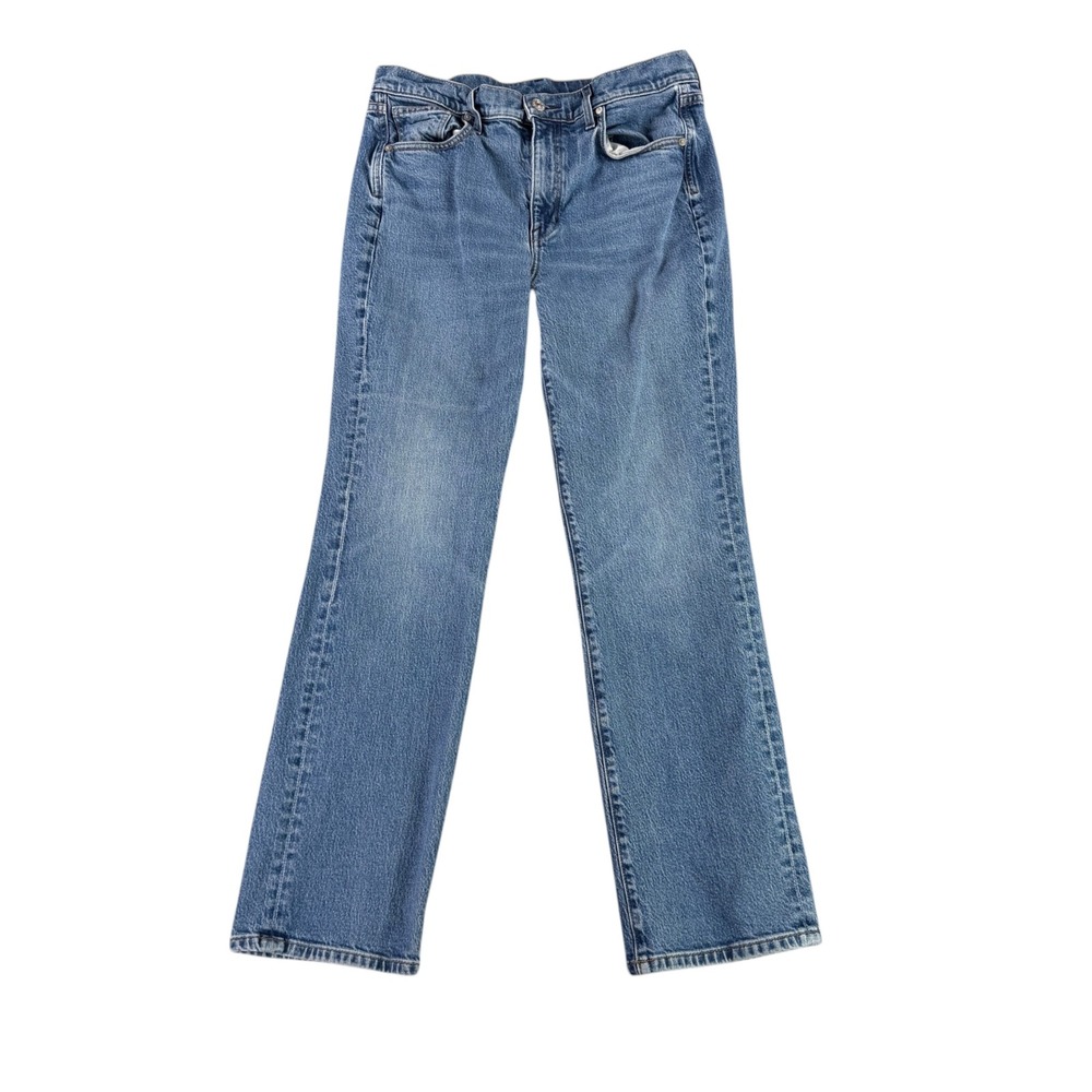 AYR The LaLa Jeans Women 32 Blue Straight Leg Mid Rise Stretch Denim Made in USA